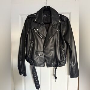Zara Black Leather Moto Jacket